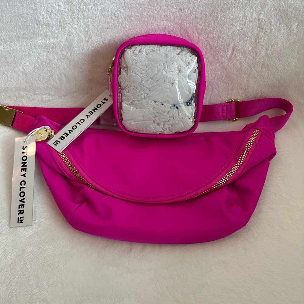 Stoney Clover Lane Fuchsia Jumbo Fanny Pack & Mini Pouch NWT